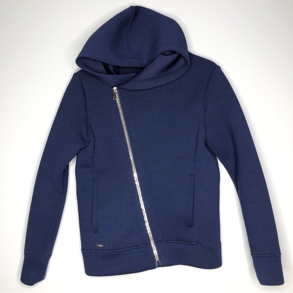 Polo Ralph Lauren Asymmetric Full Zip Hoodie Navy Coat Jacket Winter Fall Shirt - Picture 12 of 13